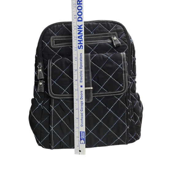 Vera Bradley Campus Backpack Tech Bookbag Black/Blue Quilted Padded Suede Clean main image 11
